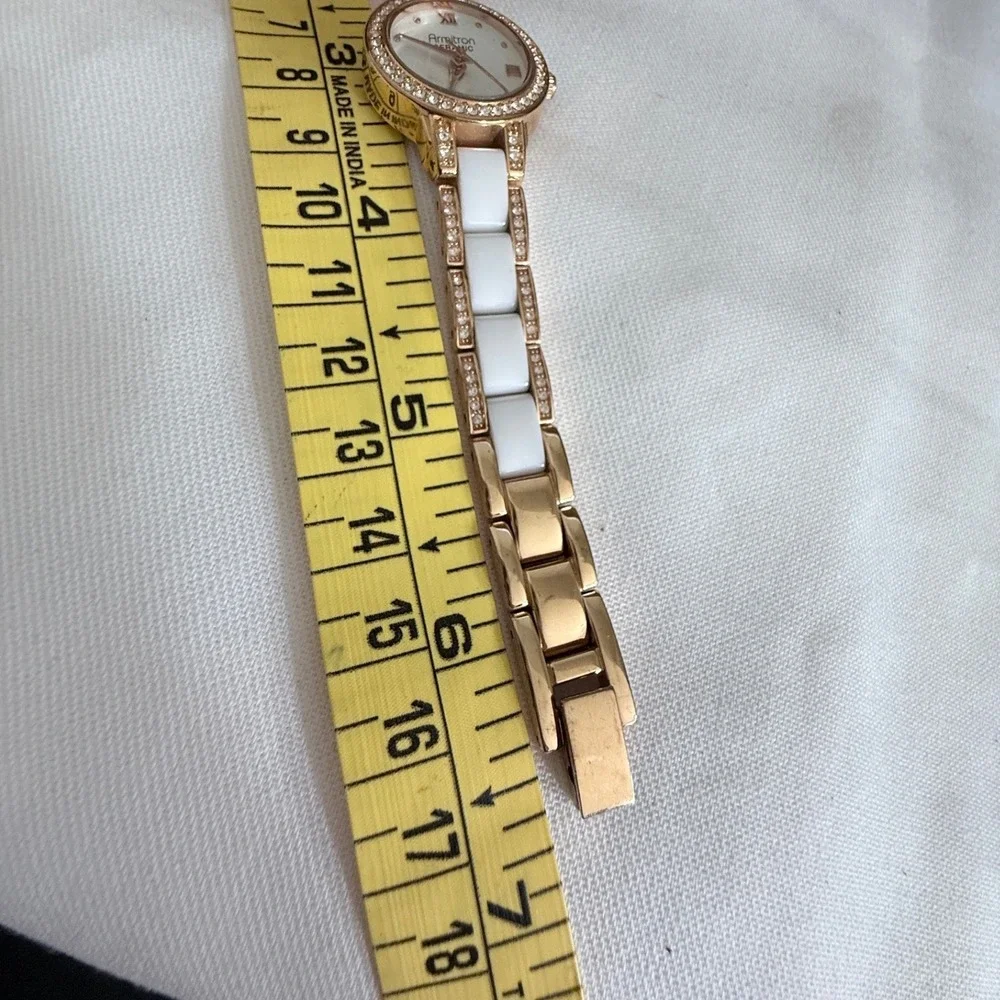 Armitron Now Watch Women Rose Gold White Excellent Crystal Ceramic 75/3919RG